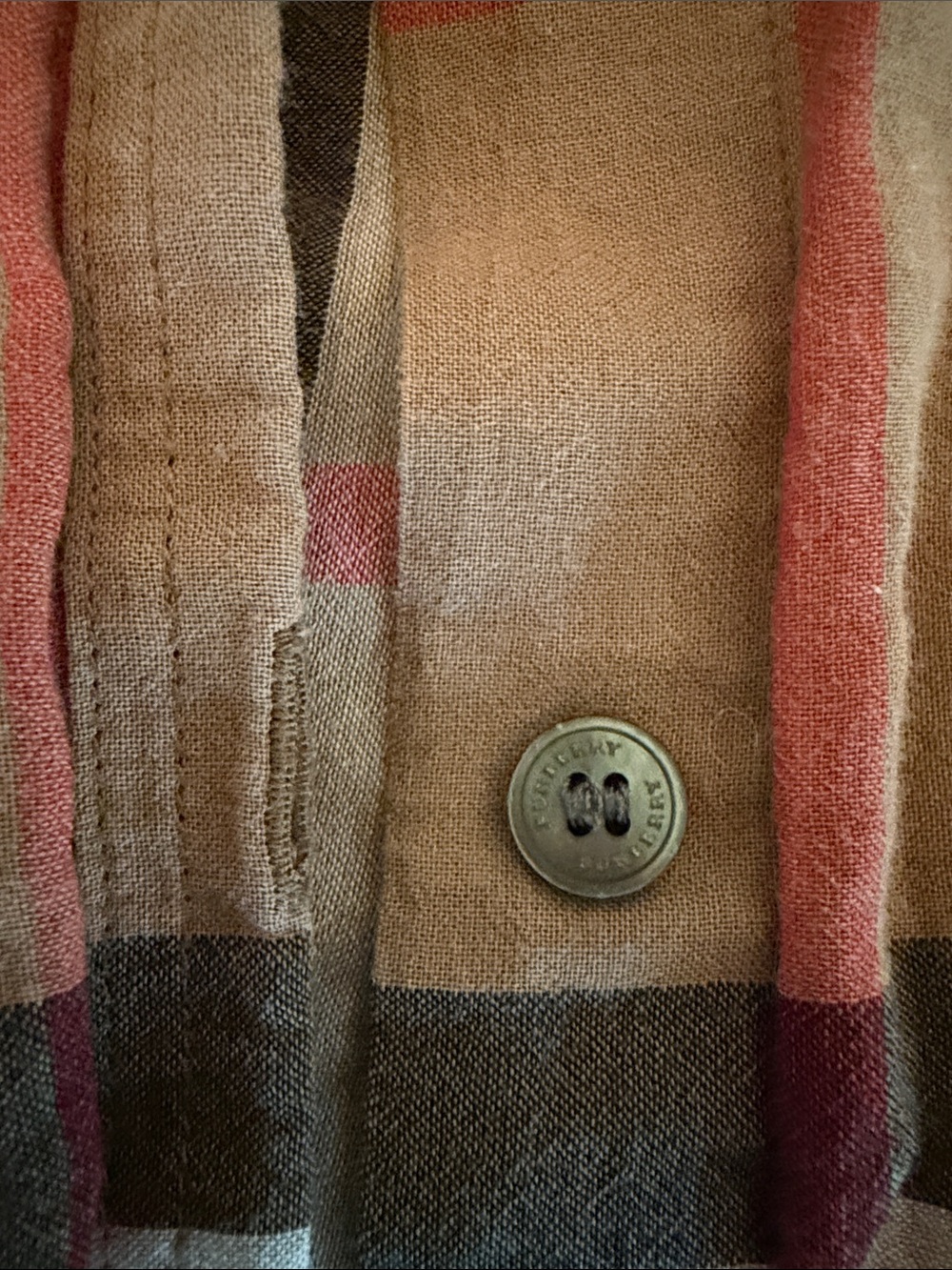 Authentic Burberry Brown Plaid Button-Down Shirt